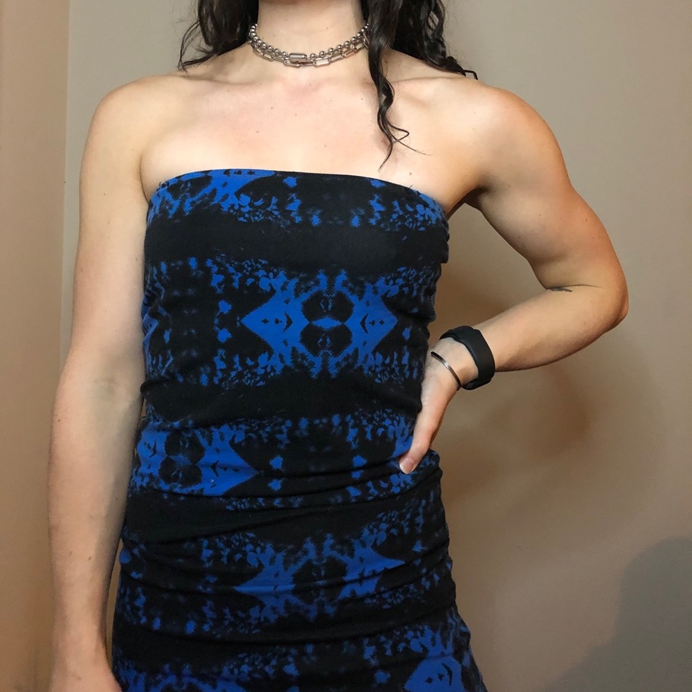 Volcom Strapless Blue and Black Bodycon Dress - Picture 3 of 4
